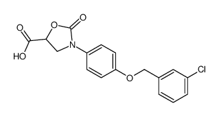 3-[4-[(3-chlorophenyl)methoxy]phenyl]-2-oxo-1,3-oxazolidine-5-carboxylic acid Structure