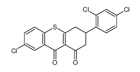 7-chloro-3-(2,4-dichlorophenyl)-3,4-dihydro-1H-thioxanthene-1,9(2H)dione结构式