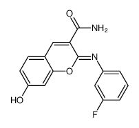 (Z)-2-(3-fluorophenylimino)-7-hydroxy-2H-chromene-3-carboxamide结构式