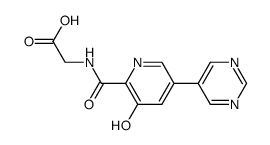 [(3-Hydroxy-5-pyrimidin-5-yl-pyridine-2-carbonyl)-amino]-acetic acid Structure