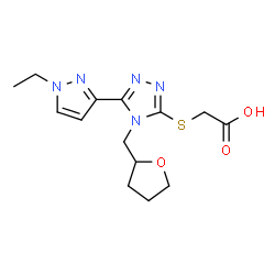 ([5-(1-Ethyl-1H-pyrazol-3-yl)-4-(tetrahydrofuran-2-ylmethyl)-4H-1,2,4-triazol-3-yl]thio)acetic acid structure