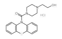 1-(2-Hydroxyethyl)-4-(phenothiazin-10-yl)carbonylpiperazine, hydrochlo ride结构式