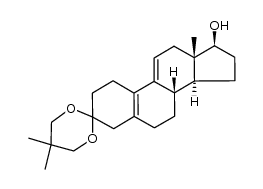 17α-hydroxy-3,3-(2,2-dimethyltrimethylene-1,3-dioxy)-5(10),9(11)-estradiene结构式