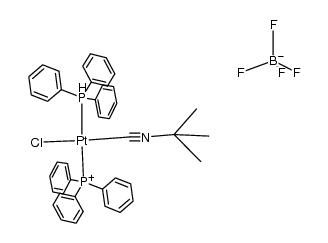 trans-{(PPh3)2Pt(CNBu-t)Cl}BF4 Structure