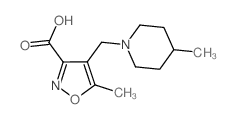 5-methyl-4-[(4-methylpiperidin-1-yl)methyl]isoxazole-3-carboxylic acid structure