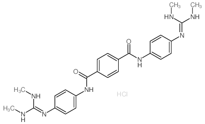1,4-Benzenedicarboxamide,N1,N4-bis[4-[[(methylamino)(methylimino)methyl]amino]phenyl]-, hydrochloride(1:2) Structure