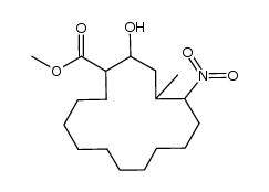 2-Hydroxy-4-methyl-5-nitrocyclopentadecancarbonsaeure-methylester Structure
