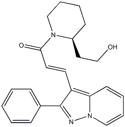 2-Piperidineethanol,1-[(2E)-1-oxo-3-(2-phenylpyrazolo[1,5-a]pyridin-3-yl)-2-propenyl]-, (2S)-(9CI) Structure