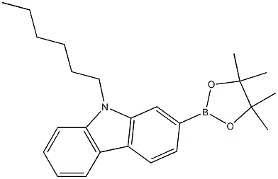 9-己基-2-(4,4,5,5-四甲基-1,3,2-二氧杂环戊硼烷-2-基)-9H-咔唑结构式