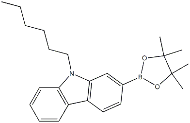 9-hexyl-2-(4,4,5,5-tetramethyl-1,3,2-dioxaborolan-2-yl)-9H-carbazole structure