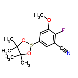 2-Fluoro-3-methoxy-5-(4,4,5,5-tetramethyl-1,3,2-dioxaborolan-2-yl)benzonitrile Structure