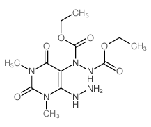 ethyl N-(ethoxycarbonylamino)-N-(4-hydrazinyl-1,3-dimethyl-2,6-dioxo-pyrimidin-5-yl)carbamate结构式