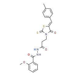 (Z)-2-methoxy-N-(3-(5-(4-methylbenzylidene)-4-oxo-2-thioxothiazolidin-3-yl)propanoyl)benzohydrazide structure