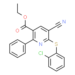 Ethyl 6-[(2-chlorophenyl)sulfanyl]-5-cyano-2-phenylnicotinate结构式