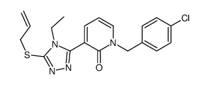 1-[(4-chlorophenyl)methyl]-3-(4-ethyl-5-prop-2-enylsulfanyl-1,2,4-triazol-3-yl)pyridin-2-one Structure