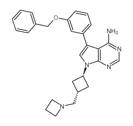 7-[反式-3-(1-氮杂环丁烷甲基)环丁基]-5-[3-(苯甲氧基)苯基]-7H-吡咯[2,3-D]嘧啶-4-胺结构式
