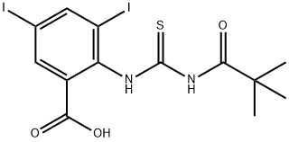 2-[[[(2,2-dimethyl-1-oxopropyl)amino]thioxomethyl]amino]-3,5-diiodo-benzoic acid结构式