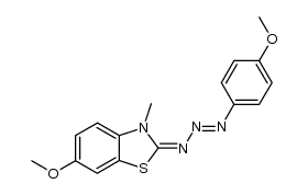 6-methoxy-2-[(1E,2E)-(4-methoxy-phenyl)-triazenylidene]-3-methyl-2,3-dihydro-benzothiazole结构式