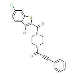 Piperazine, 1-[(3,6-dichlorobenzo[b]thien-2-yl)carbonyl]-4-(1-oxo-3-phenyl-2-propynyl)- (9CI) picture
