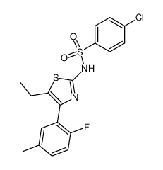 4-chloro-N-[5-ethyl-4-(2-fluoro-5-methyl-phenyl)-thiazol-2-yl]-benzenesulfonamide结构式