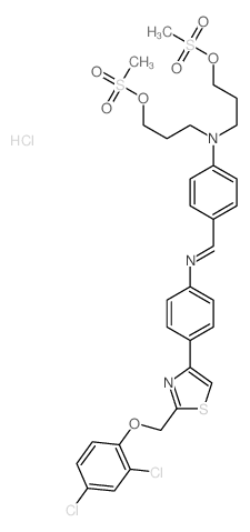 4-[[4-[2-[(2,4-dichlorophenoxy)methyl]-1,3-thiazol-4-yl]phenyl]iminomethyl]-N,N-bis(3-methylsulfonyloxypropyl)aniline结构式