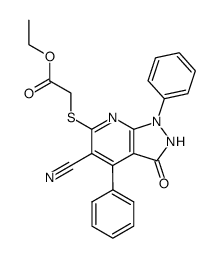 ethyl [5-cyano-3-oxo-1,4-diphenyl-1,2,3-trihydropyrazolo[3,4-b]pyridin-6-ylthio]acetate Structure