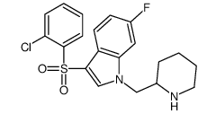 3-(2-chlorophenyl)sulfonyl-6-fluoro-1-(piperidin-2-ylmethyl)indole Structure