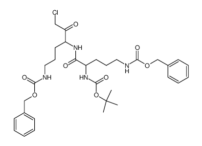 benzyltert-butyl (5-((6-(((benzyloxy)carbonyl)amino)-1-chloro-2-oxohexan-3-yl)amino)-5-oxopentane-1,4-diyl)dicarbamate结构式