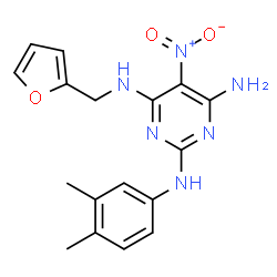 N~2~-(3,4-dimethylphenyl)-N~4~-(furan-2-ylmethyl)-5-nitropyrimidine-2,4,6-triamine结构式