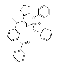 diphenyl N-[2-(3-benzoylphenyl)-1-pyrrolidinopropylidene]phosphoramidate结构式