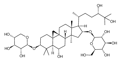 3-O-β-D-xylopyranosyl,16-O-β-D-glucopyranosyl-3β,6α,16β,24(S),25-pentahydroxy-cycloartane结构式