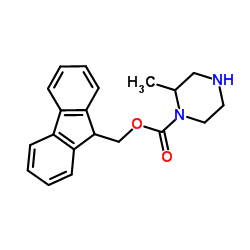 9H-Fluoren-9-ylmethyl-2-methylpiperazin-1-carboxylat结构式