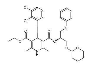 (4S)-3-ethyl 5-(1-(phenylthio)-3-(tetrahydro-2H-pyran-2-yloxy)propan-2-yl) 4-(2,3-dichlorophenyl)-2,6-dimethyl-1,4-dihydropyridine-3,5-dicarboxylate Structure