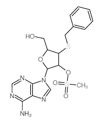 [5-(6-aminopurin-9-yl)-3-benzylsulfanyl-4-methylsulfonyloxy-oxolan-2-yl]methanol结构式
