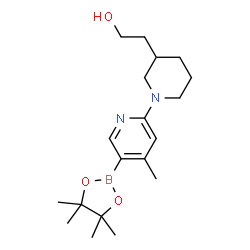 2-(1-(4-Methyl-5-(4,4,5,5-tetramethyl-1,3,2-dioxaborolan-2-yl)pyridin-2-yl)piperidin-3-yl)ethanol结构式