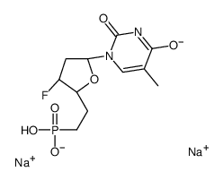 1-(2',3',5',6'-tetradeoxy-3'-fluoro-6'-phosphono-erythro-hexofuranosyl)thymine结构式