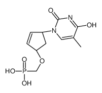 [(1S,4R)-4-(5-methyl-2,4-dioxopyrimidin-1-yl)cyclopent-2-en-1-yl]oxymethylphosphonic acid结构式