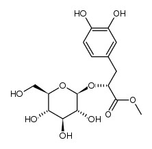 8-O-β-D-glucopyranosyl-(R)-(+)-3,4,8-trihydroxymethyl phenylpropionate Structure