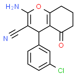 2-amino-4-(3-chlorophenyl)-5-oxo-5,6,7,8-tetrahydro-4H-chromene-3-carbonitrile结构式