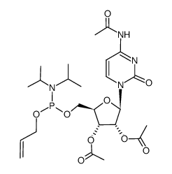 2-allyl-2'-(2',3',N4-triacetyl-cytidin-5')-yl-N,N'-diisopropylphosphoramidite结构式