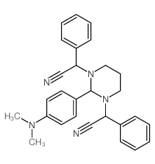 2-[3-(cyano-phenyl-methyl)-2-(4-dimethylaminophenyl)-1,3-diazinan-1-yl]-2-phenyl-acetonitrile structure