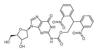 2-N-(2,2'-bis(2-nitrophenyl)ethyloxycarbonyl)-2'-deoxyguanosine Structure
