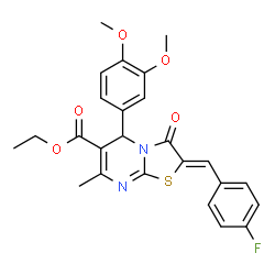 ethyl 5-(3,4-dimethoxyphenyl)-2-(4-fluorobenzylidene)-7-methyl-3-oxo-2,3-dihydro-5H-[1,3]thiazolo[3,2-a]pyrimidine-6-carboxylate Structure