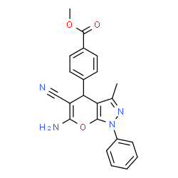 Methyl 4-(6-amino-5-cyano-3-methyl-1-phenyl-1,4-dihydropyrano[2,3-c]pyrazol-4-yl)benzoate Structure