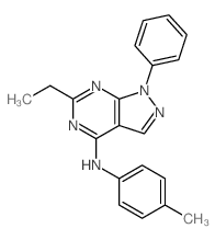 3-ethyl-N-(4-methylphenyl)-9-phenyl-2,4,8,9-tetrazabicyclo[4.3.0]nona-1,3,5,7-tetraen-5-amine Structure