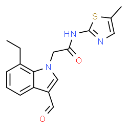 1H-Indole-1-acetamide,7-ethyl-3-formyl-N-(5-methyl-2-thiazolyl)-(9CI) structure