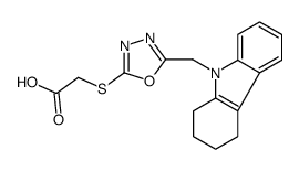 Acetic acid, [[5-[(1,2,3,4-tetrahydro-9H-carbazol-9-yl)methyl]-1,3,4-oxadiazol-2-yl]thio]- (9CI) structure