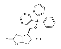 (-)-7α-hydroxy-6β-triphenylmethoxymethyl-cis-2-oxabicyclo[3.3.0]octan-3-one Structure