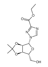 1-(2,3-O-Isopropyliden-β-D-ribofuranosyl)-1H-1,2,4-triazol-3-carbonsaeure-ethylester结构式