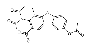 7-(diacetylamino)-8,9-dimethyl-6-nitro-9H-carbazol-3-yl acetate结构式